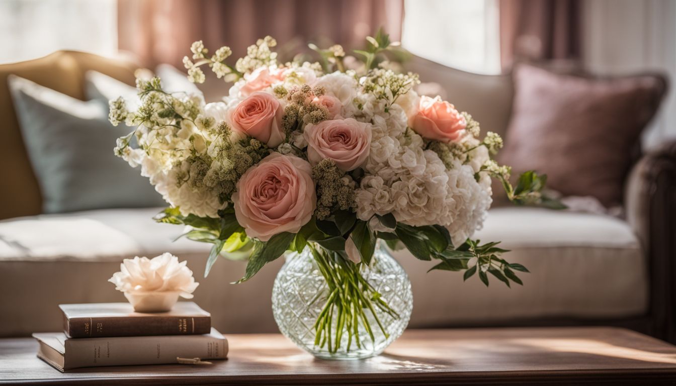 Un magnifique bouquet de fleurs dans une pièce joliment décorée.